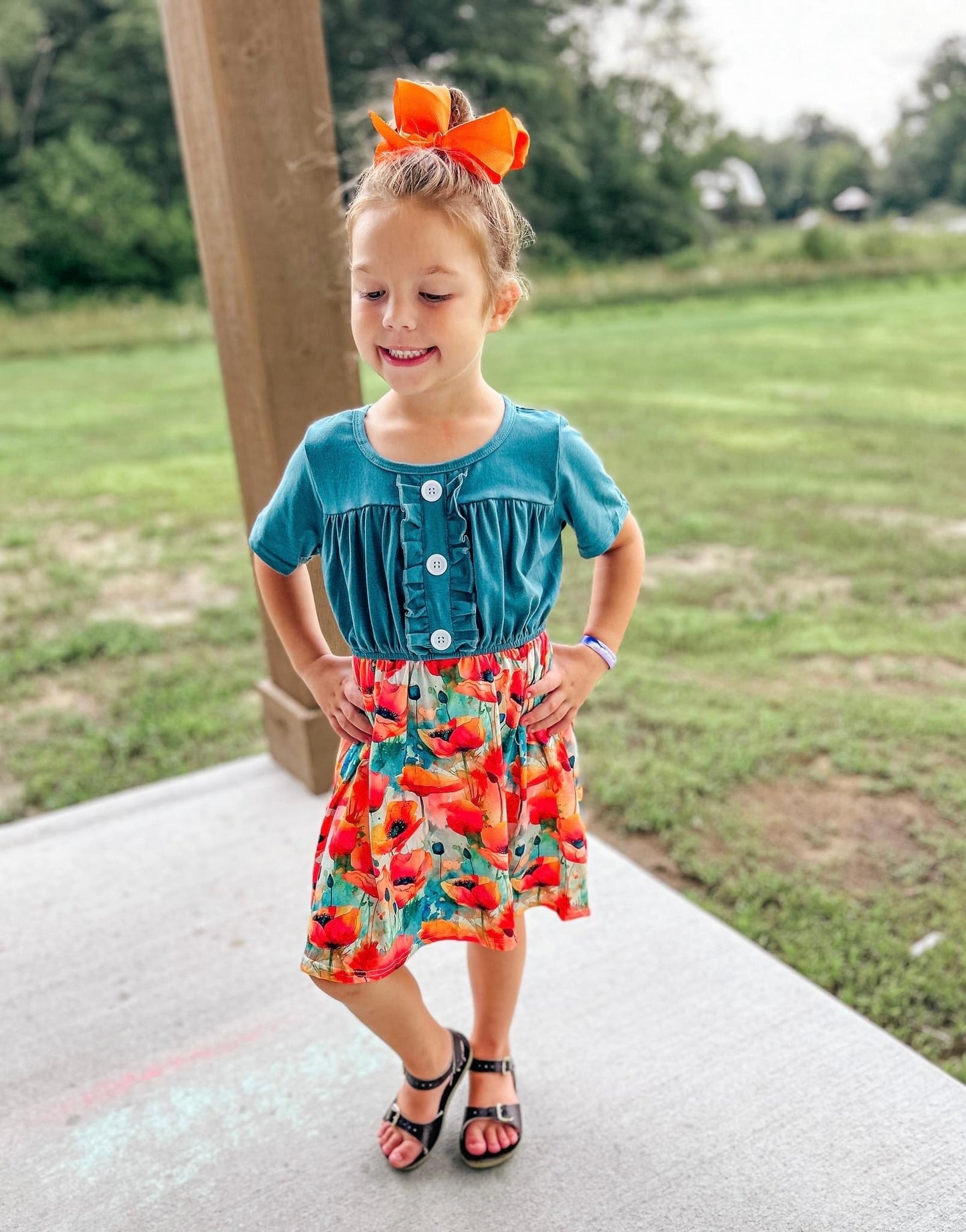 Orange Poppies Dress by Wellie Kate