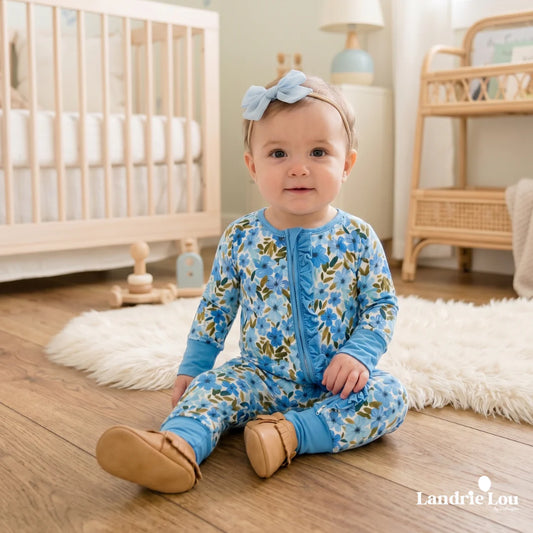 Blue Meadow Zip & Play Romper by Landrie Lou