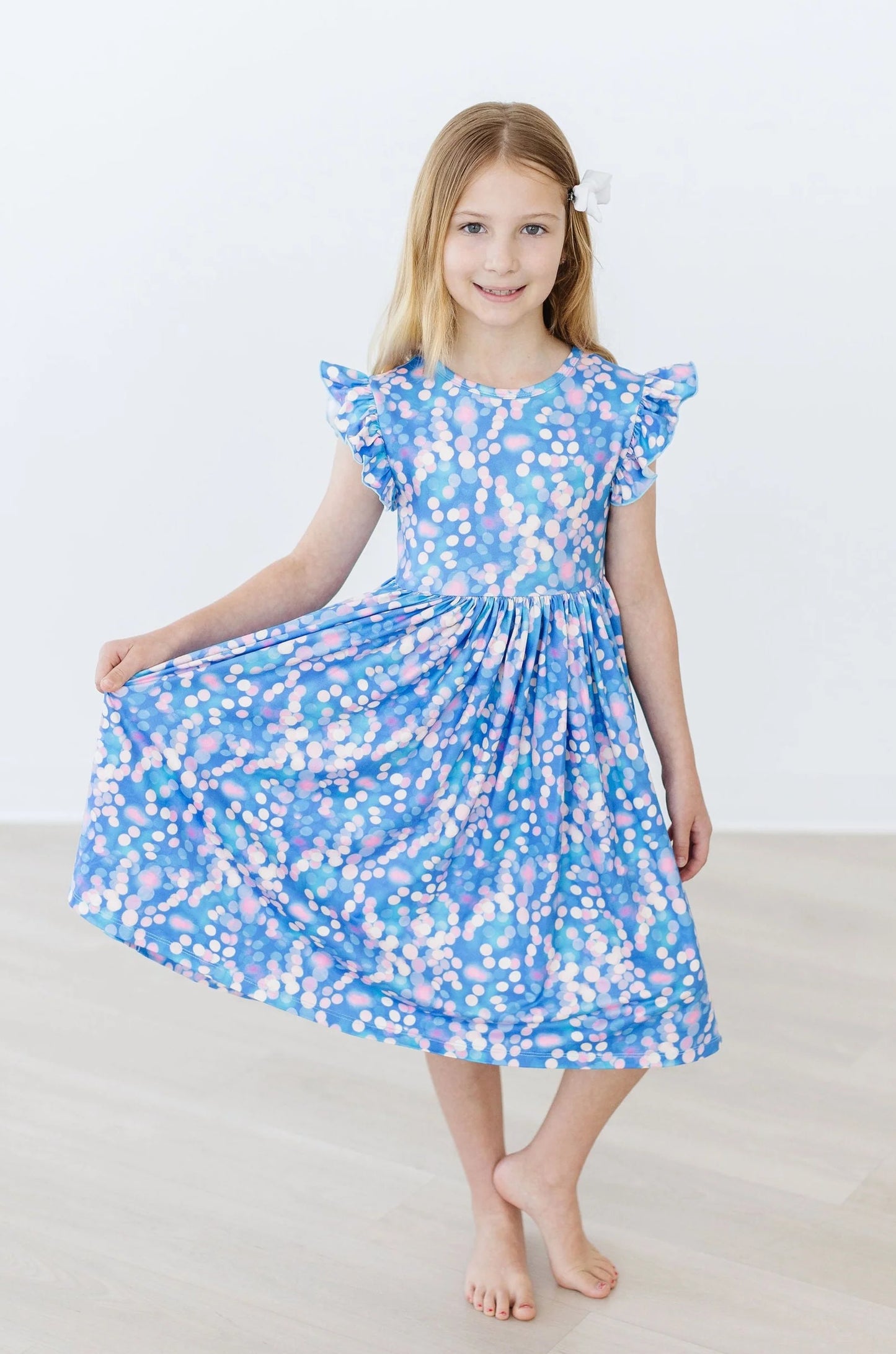 Shimmer & Shine Flutter Sleeve Twirl Dress by Mila & Rose