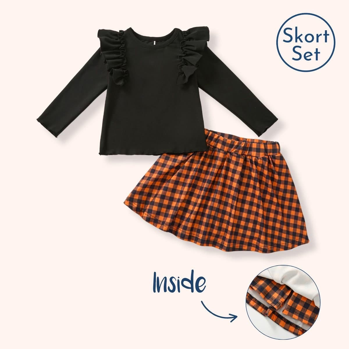 (Preorder) Harvest Gingham Skort Set by Pete + Lucy