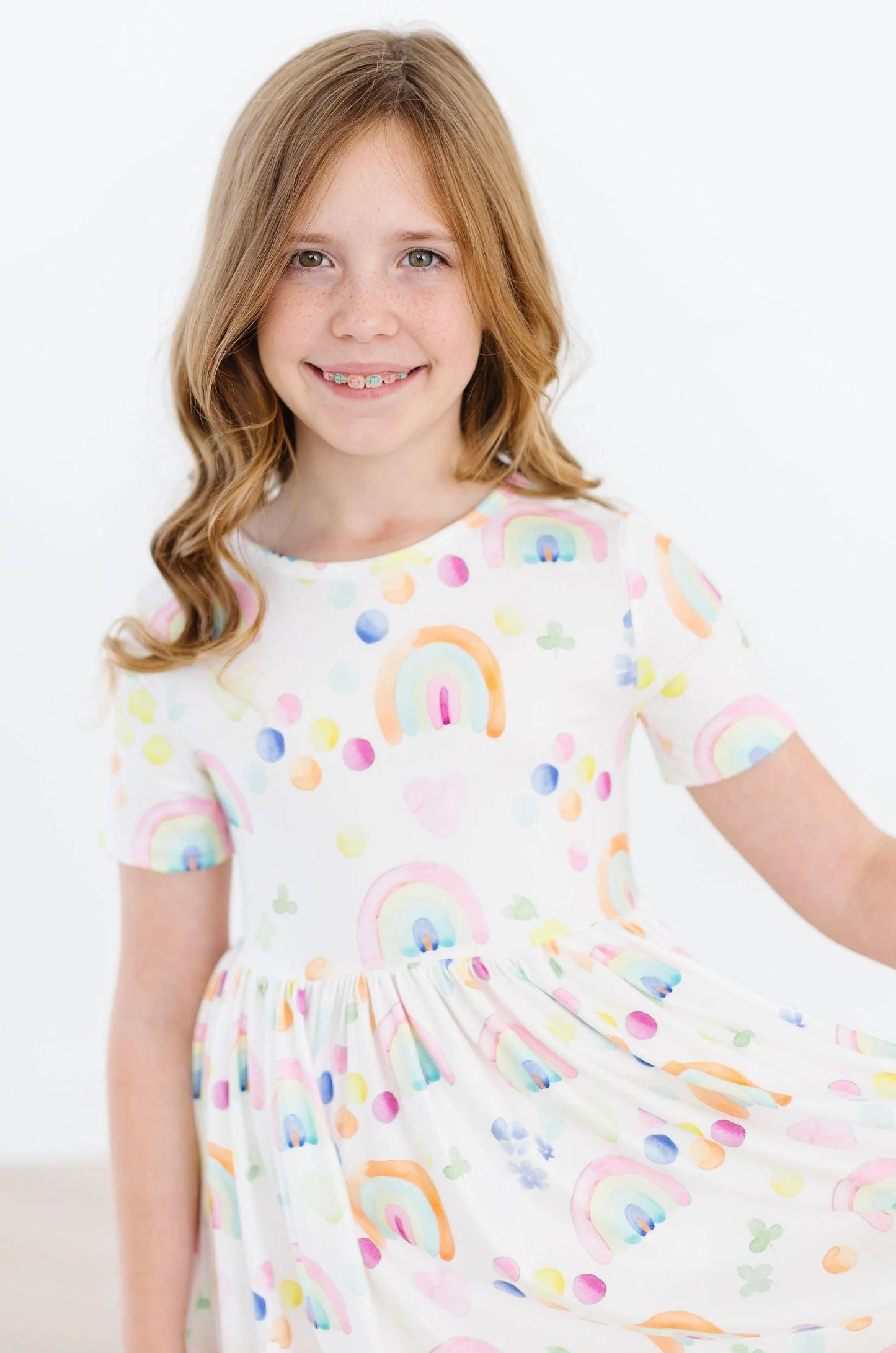 Watercolor Rainbows Pocket Twirl Dress by Mila & Rose