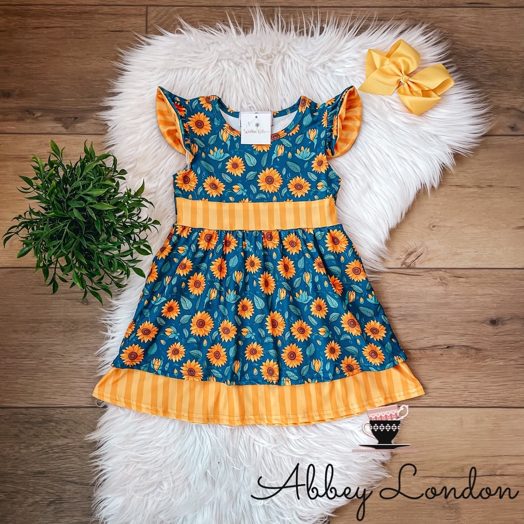Sunflower Double Ruffle Dress by Wellie Kate