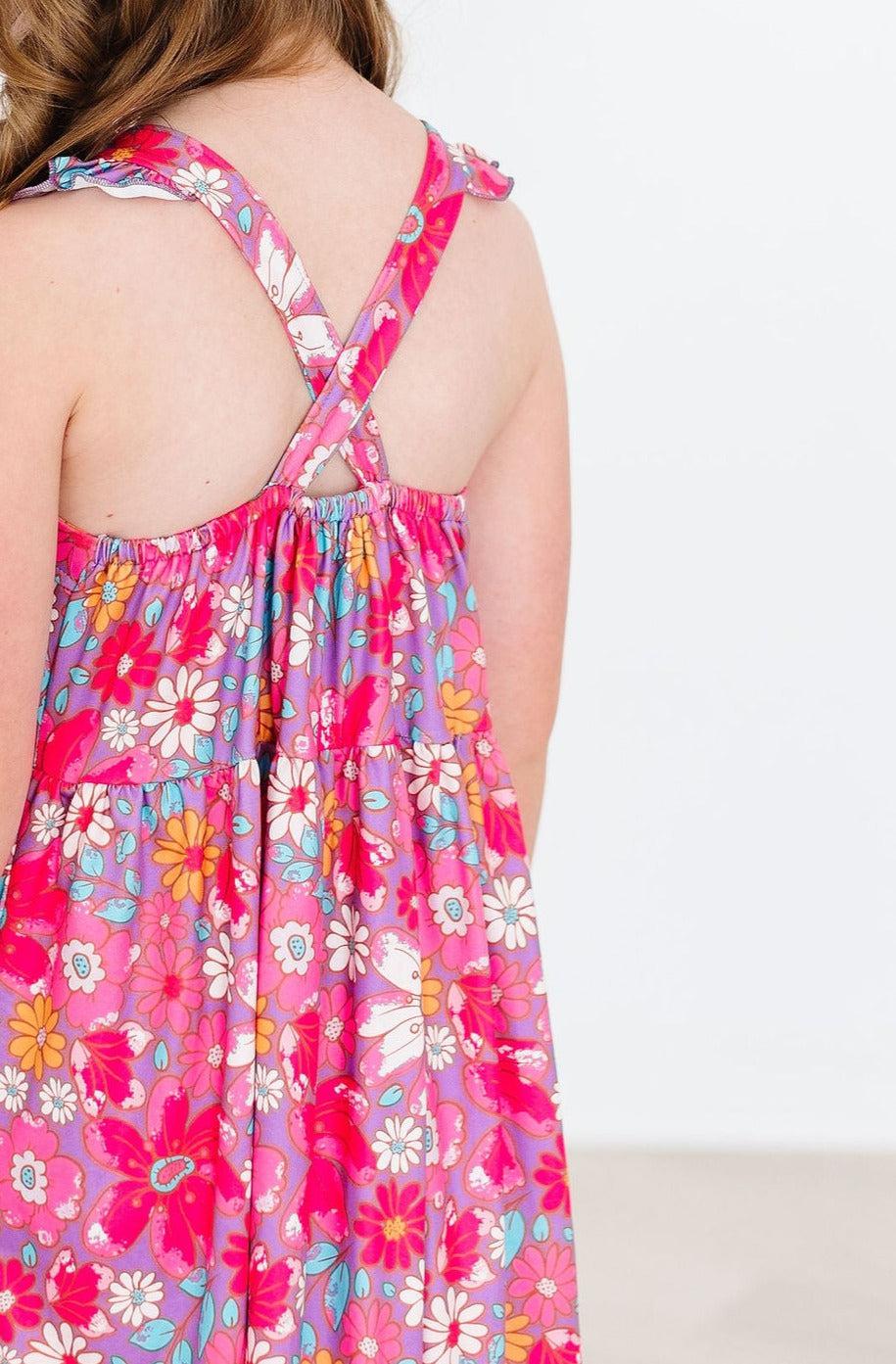 Hawaiian Ruffle Cross Back Dress by Mila & Rose