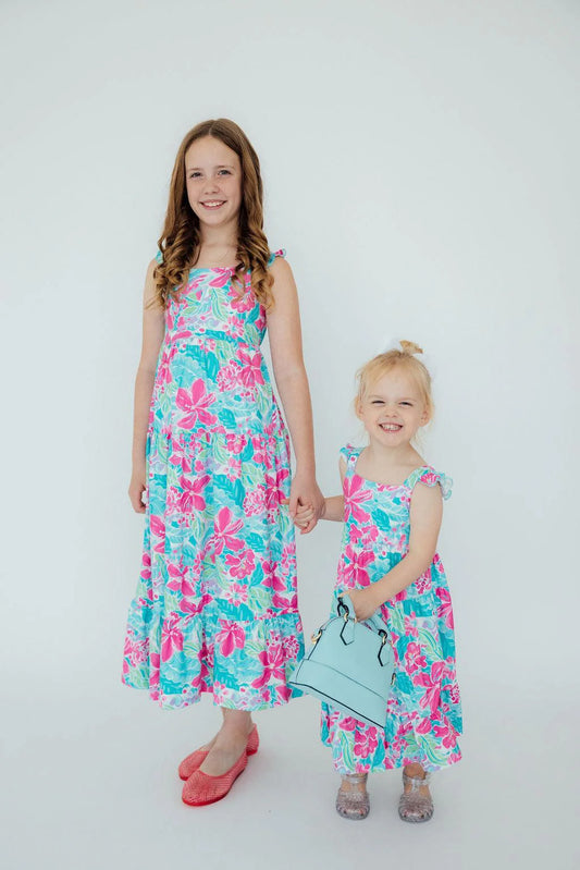Tropical Punch Ruffle Maxi Dress by Mila & Rose