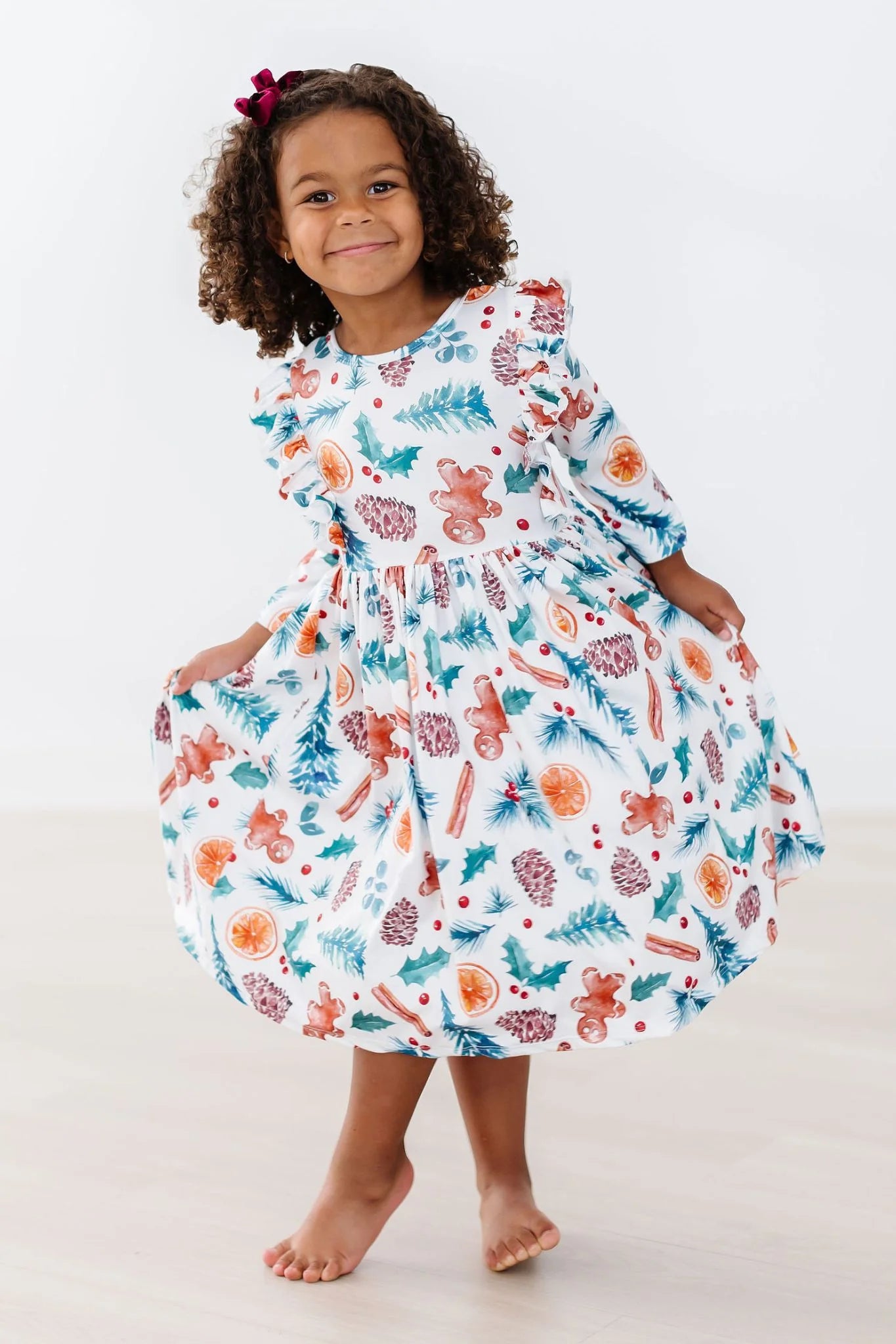 Classic Christmas Ruffle Twirl Dress by Mila & Rose