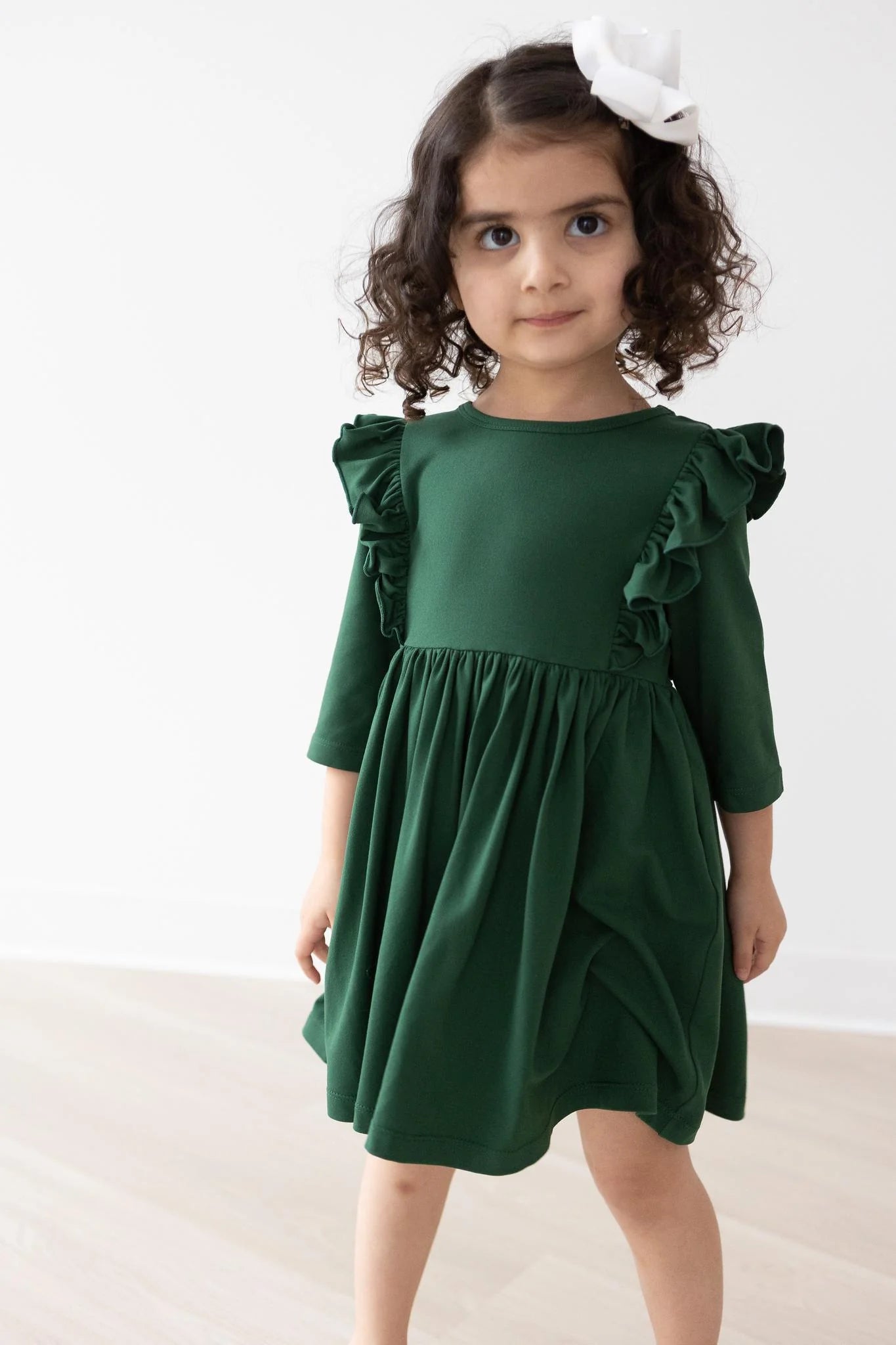 Spruce Ruffle Twirl Dress by Mila & Rose