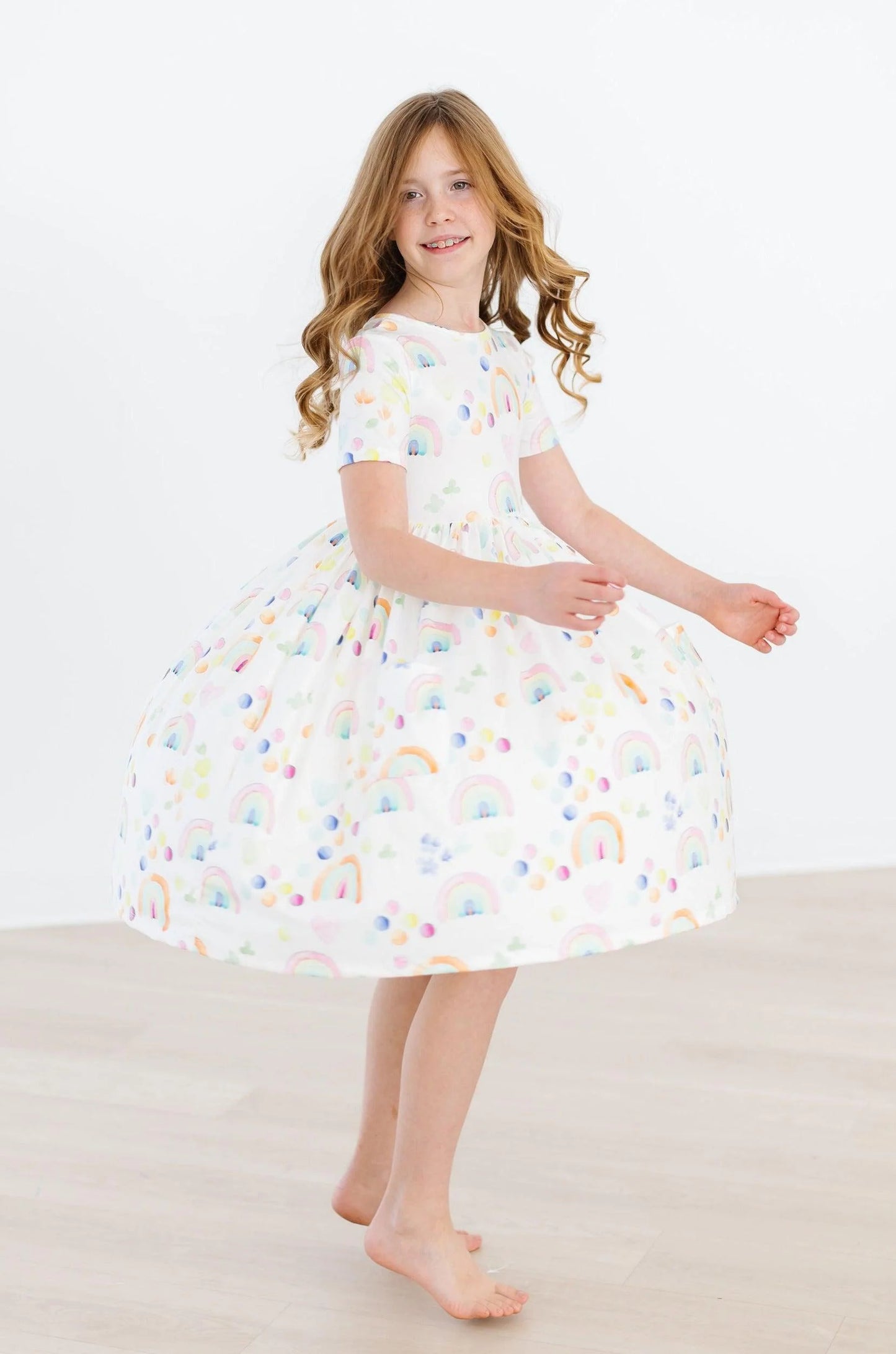 Watercolor Rainbows Pocket Twirl Dress by Mila & Rose