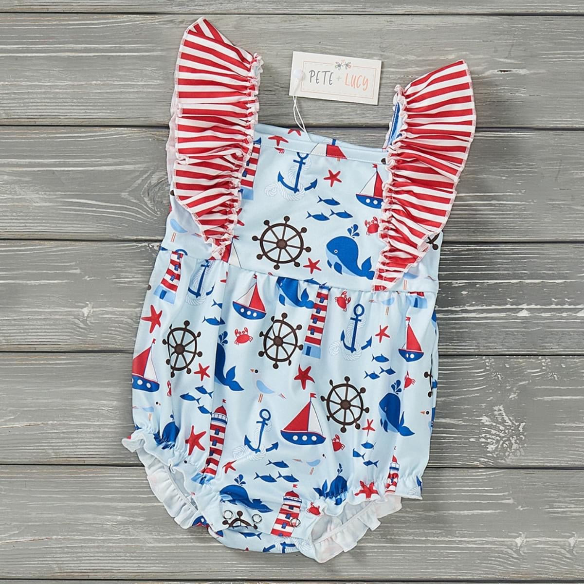 (Preorder) Anchors Away Infant Romper by Pete + Lucy