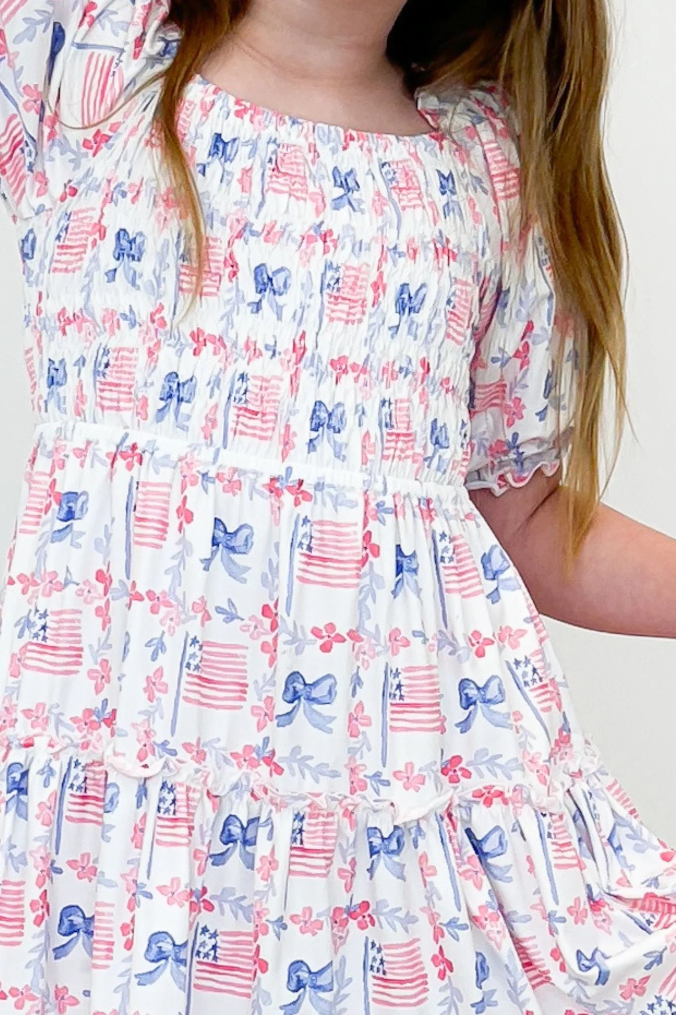 Vintage Flags Smocked Ruffle Dress by Mila & Rose