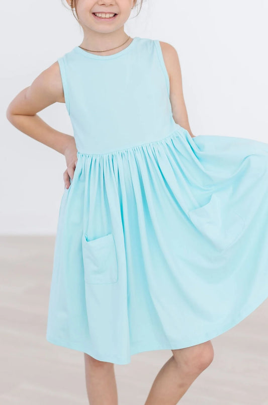 Aqua Tank Pocket Twirl Dress by Mila & Rose