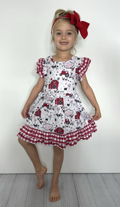 Red Barn Plaid Dress by Clover Cottage