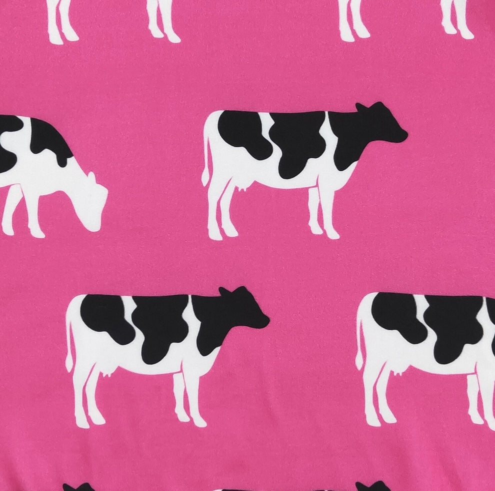 Hot Pink Cow Summer Romper by Clover Cottage