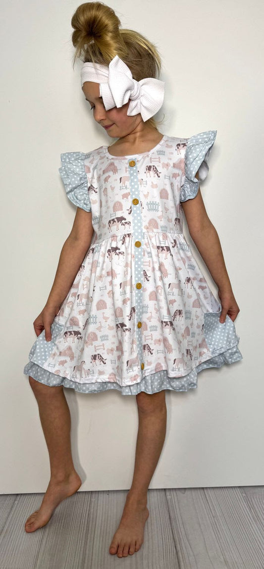 Barnyard Blue Dress by Clover Cottage