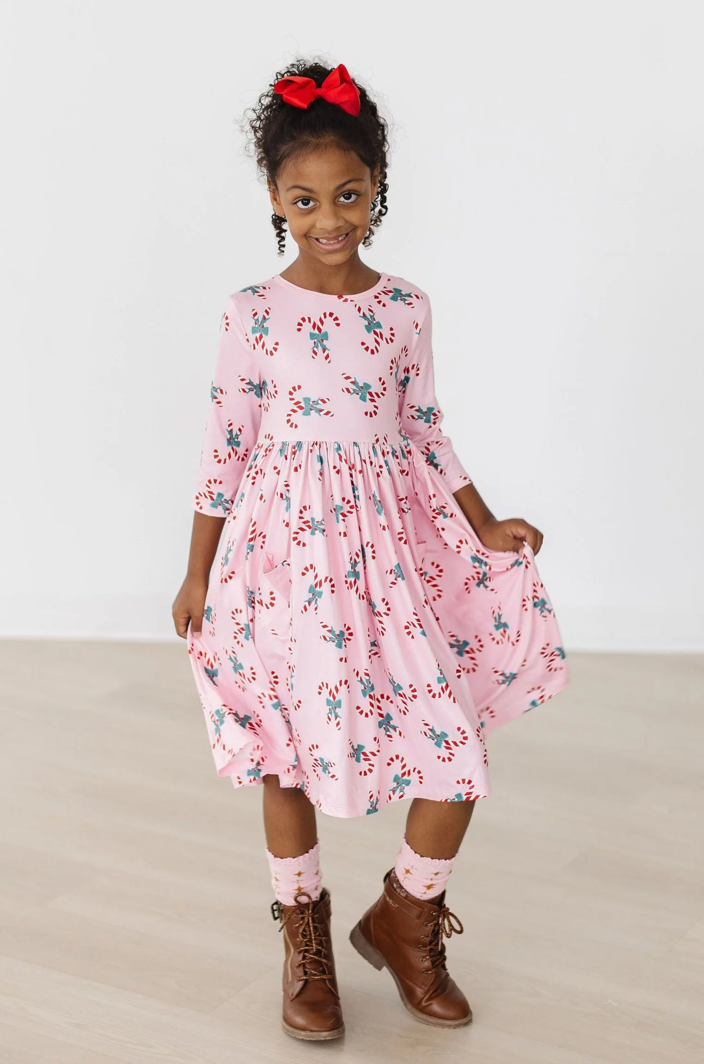 Candy Cane Cutie Pocket Twirl Dress by Mila & Rose