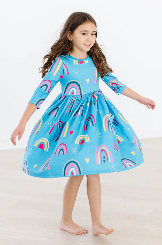 Turquoise Twilight Pocket Twirl Dress by Mila & Rose