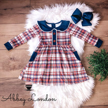 Load image into Gallery viewer, Rust &amp; Navy Plaid Dress by TwoCan
