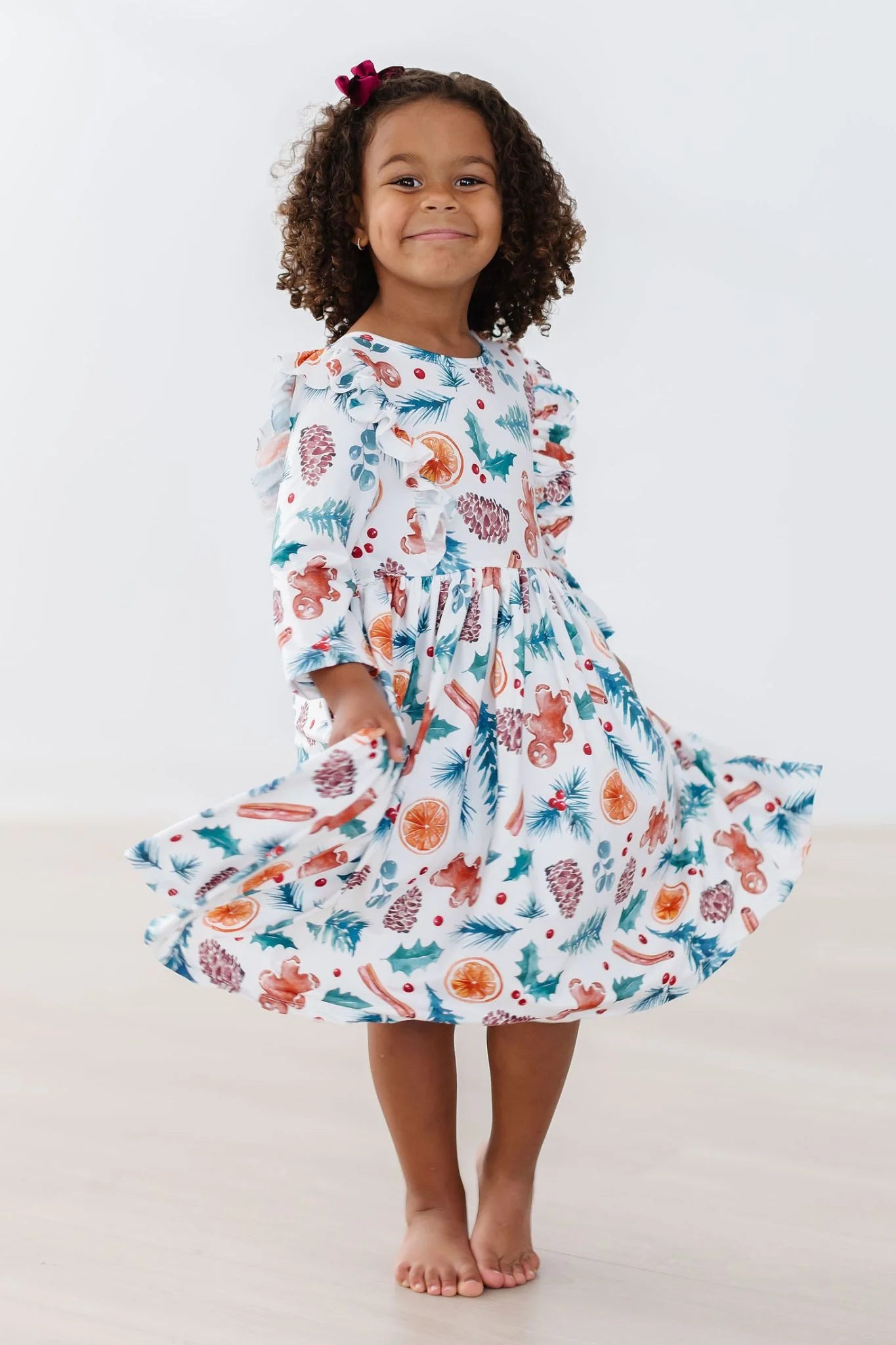 Classic Christmas Ruffle Twirl Dress by Mila & Rose