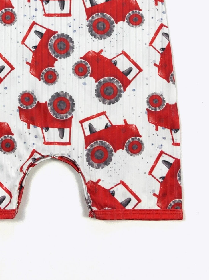 Lil’ Red Tractor Infant Romper by Clover Cottage