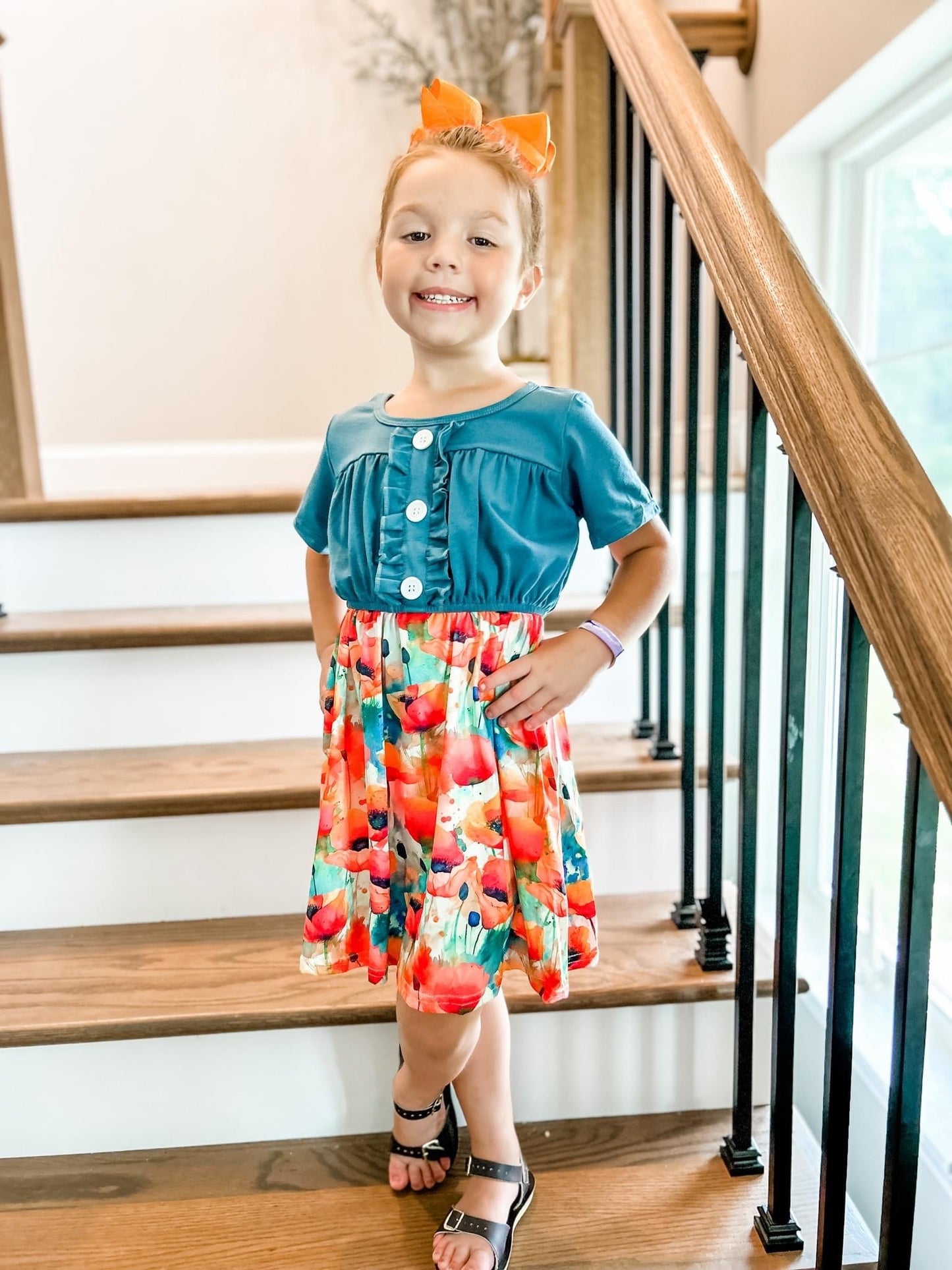 Orange Poppies Dress by Wellie Kate