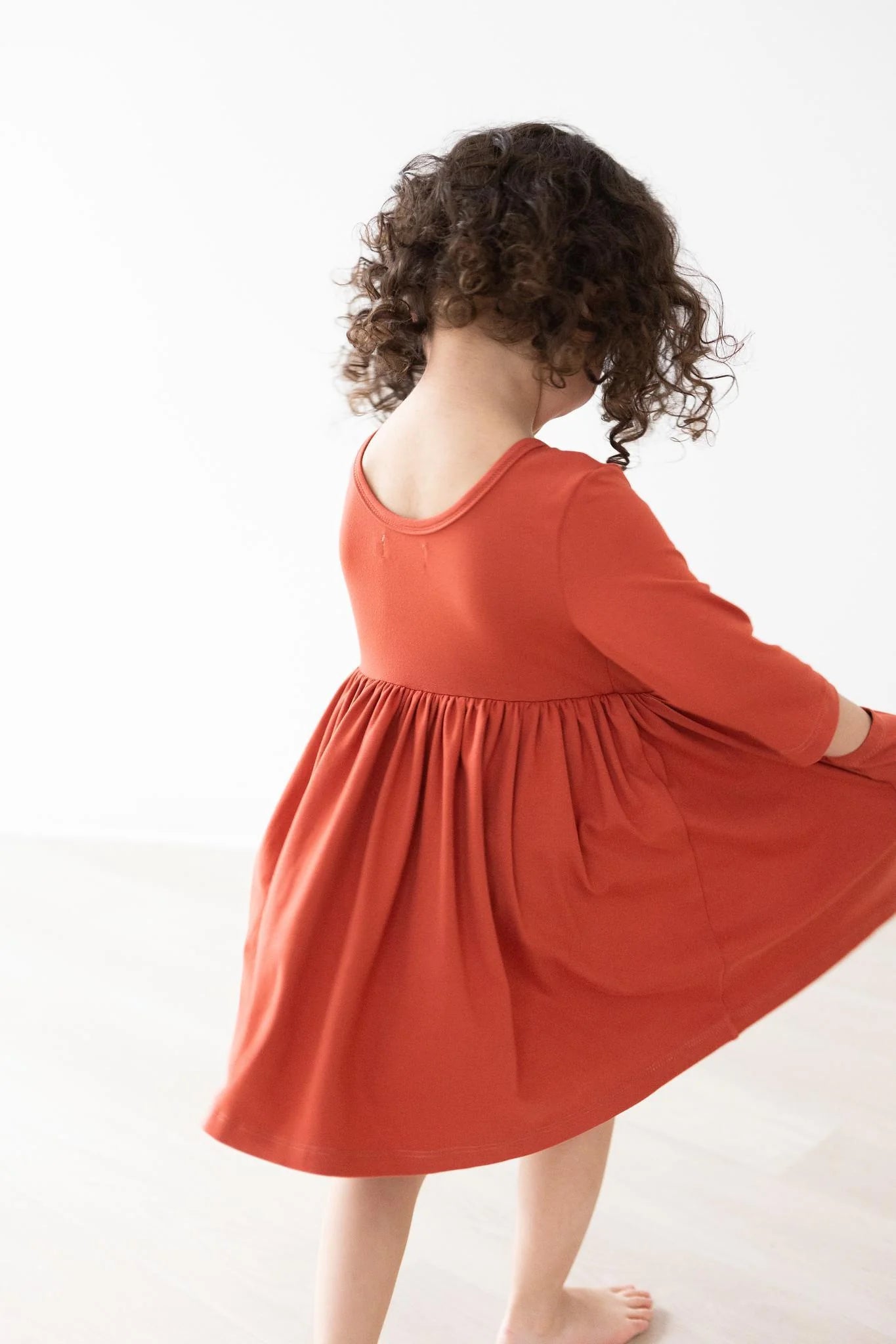 Pumpkin Spice 3/4 Sleeve Pocket Twirl Dress by Mila & Rose