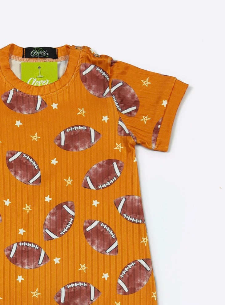 Football Romper (Orange) by Clover Cottage