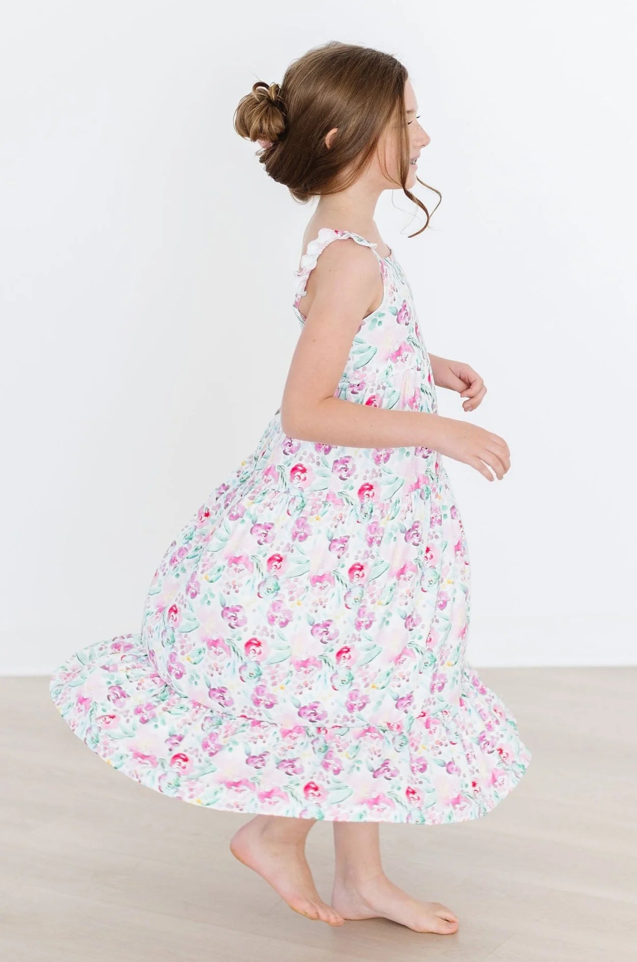 Watercolor Floral Ruffle Maxi Dress by Mila & Rose