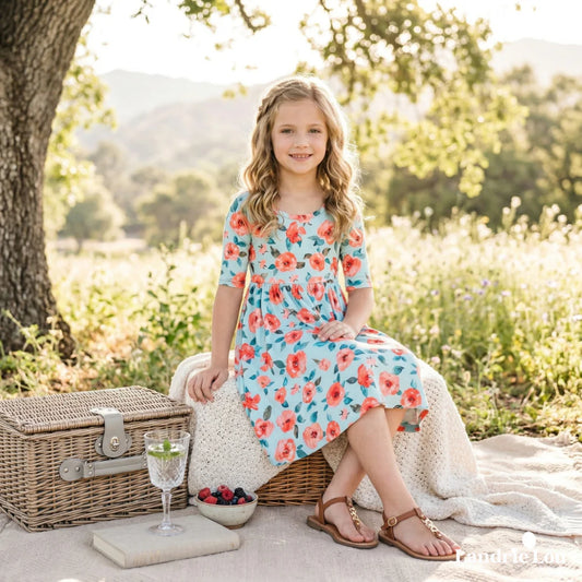 Coral Bloom All Day Twirl Dress by Landrie Lou