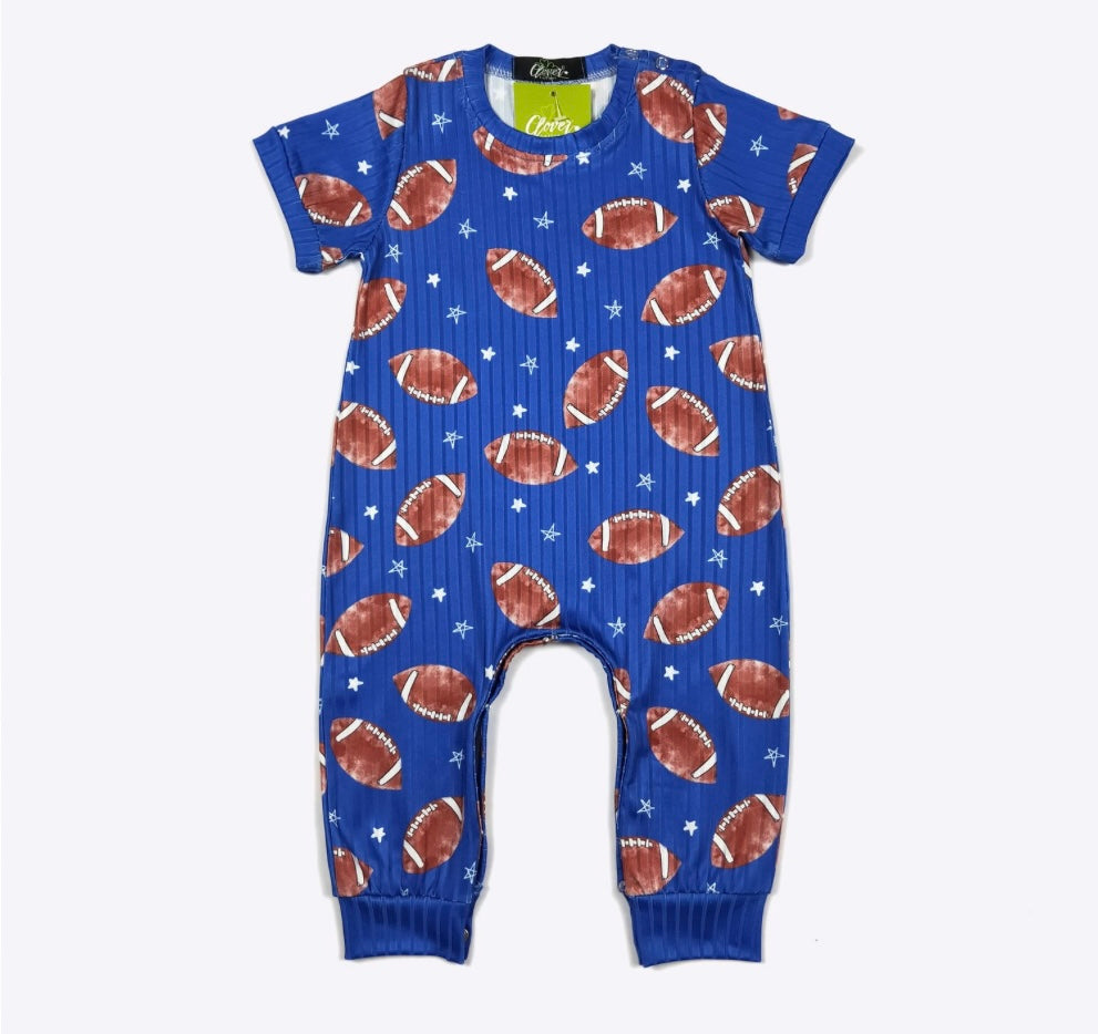 Football Romper (Blue) by Clover Cottage