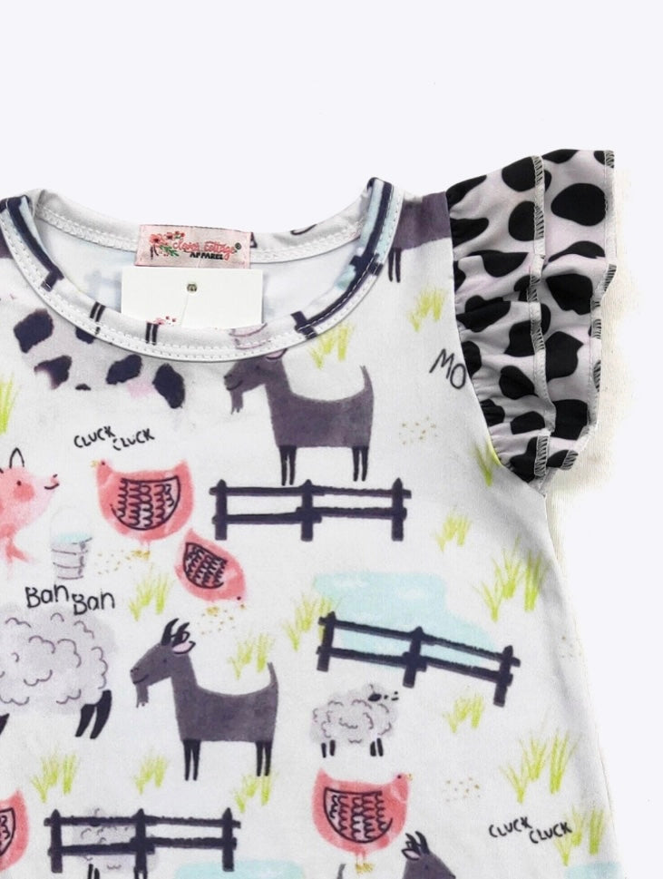 Goats on the Farm Baby Summer Romper by Clover Cottage