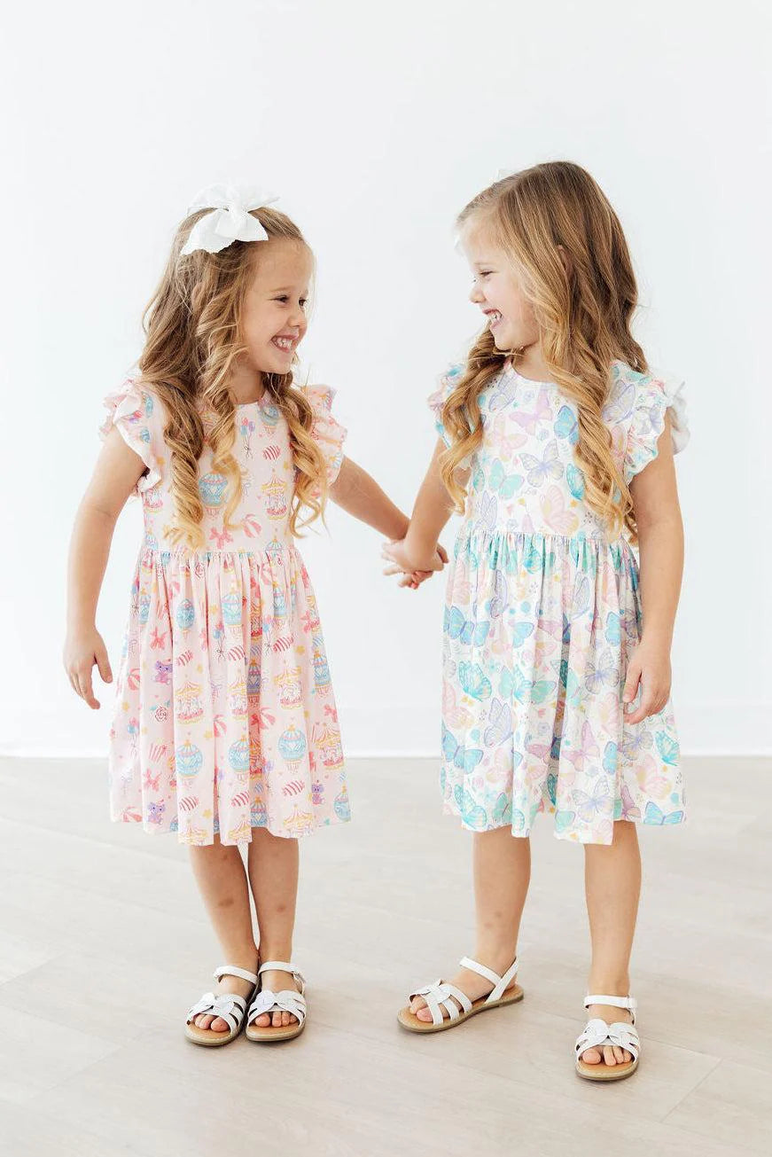 Off to the Circus Flutter Sleeve Twirl Dress by Mila & Rose