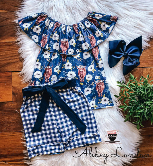 Sweet Highland Cow Shorts Set by Wellie Kate