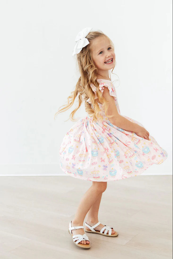 Off to the Circus Flutter Sleeve Twirl Dress by Mila & Rose