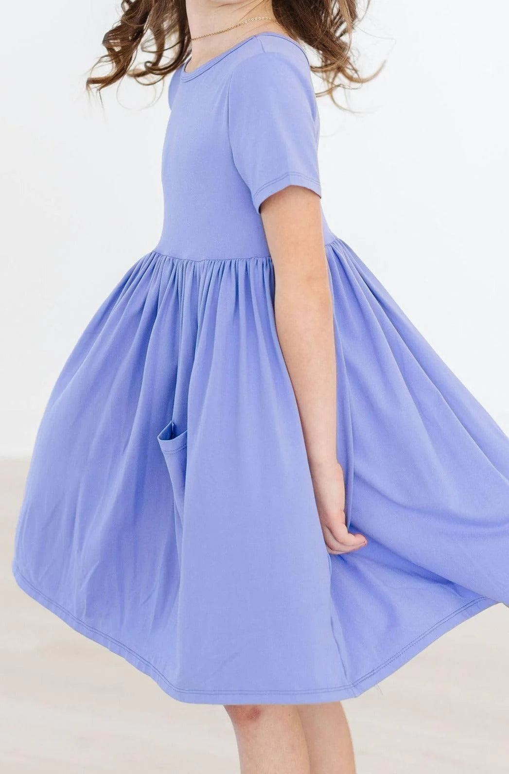 Periwinkle 3/4 Sleeve Pocket Twirl Dress by Mila & Rose