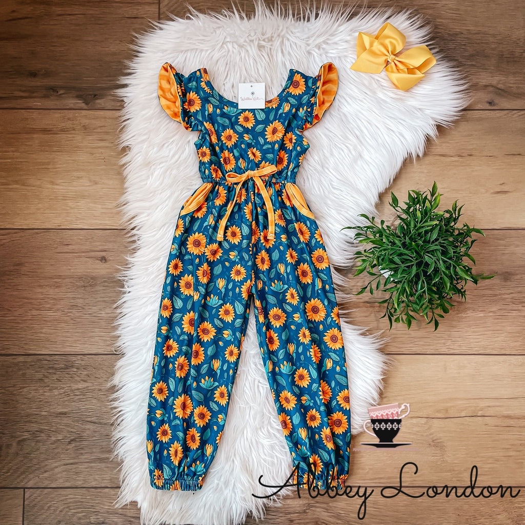 Sunflower Scoop Back Jumpsuit by Wellie Kate