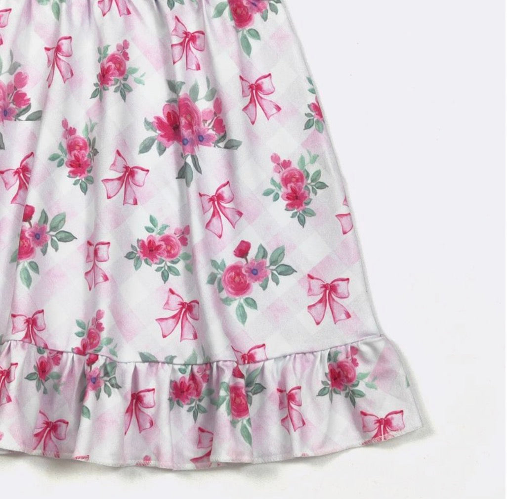 Floral Pink Lattice Dress by Clover Cottage