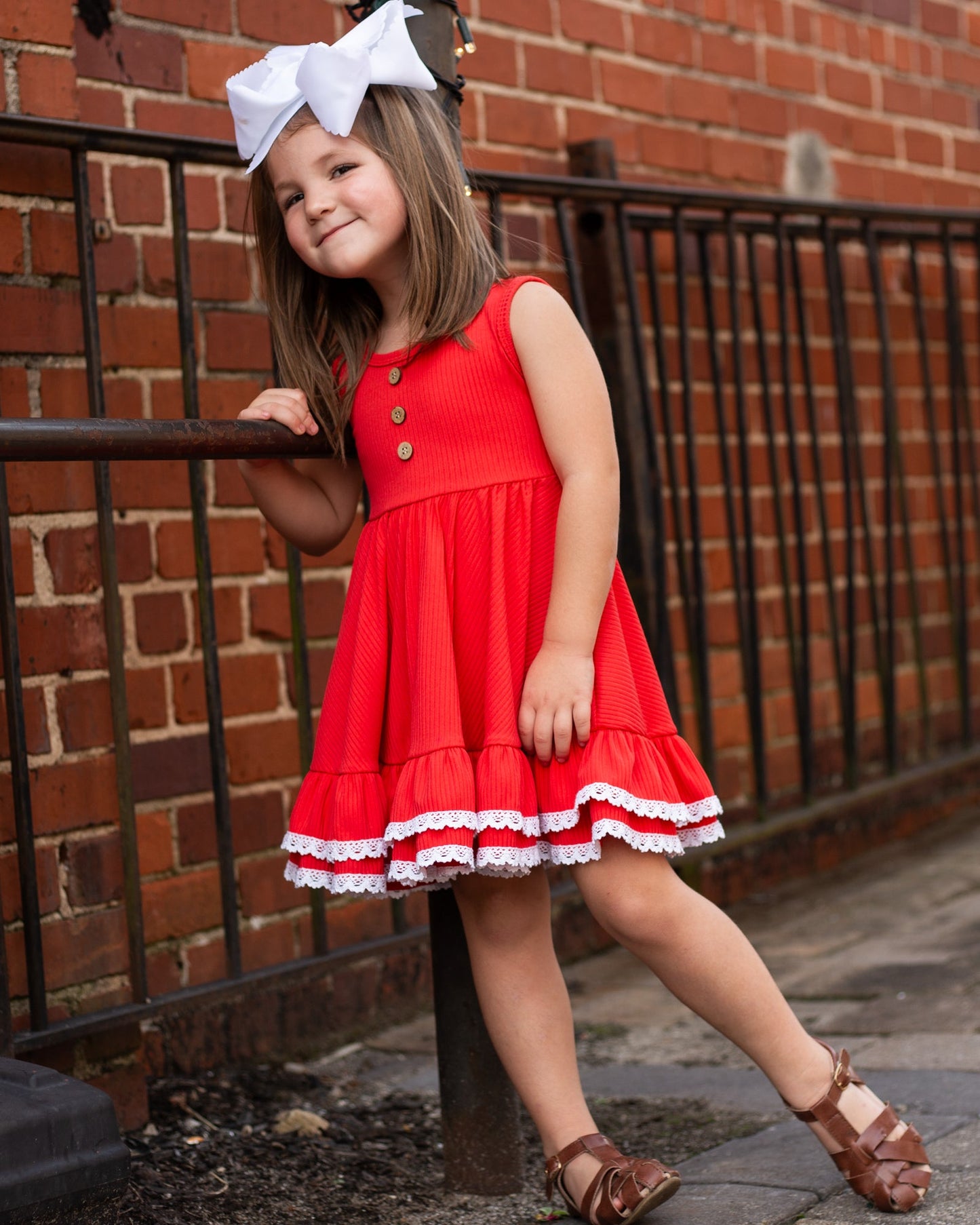 Ribbed Twirl Dress | Red
