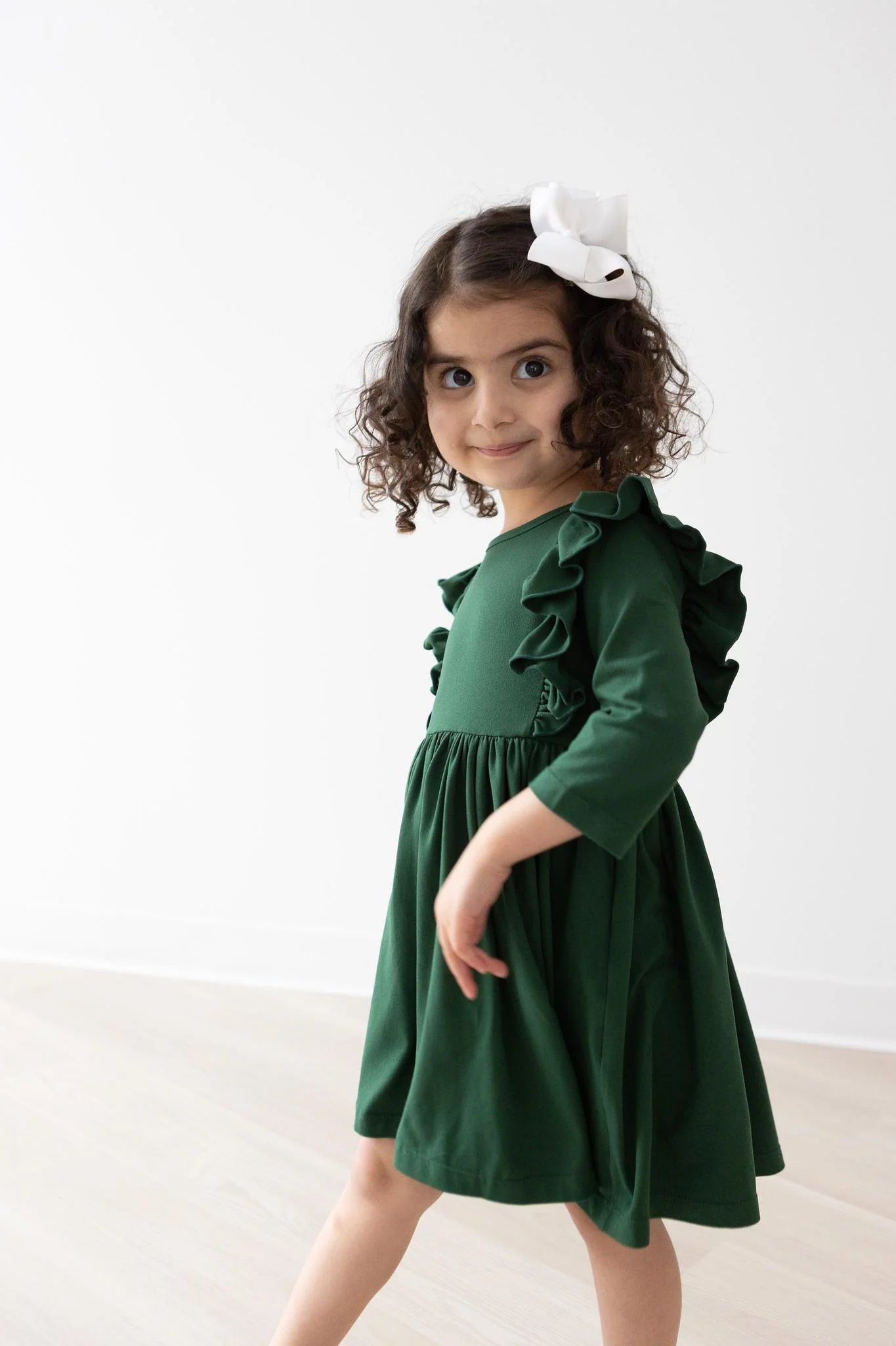 Spruce Ruffle Twirl Dress by Mila & Rose