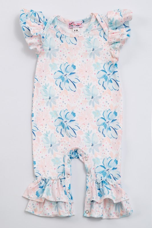 Blush Blue Blossom Infant Romper by Clover Cottage