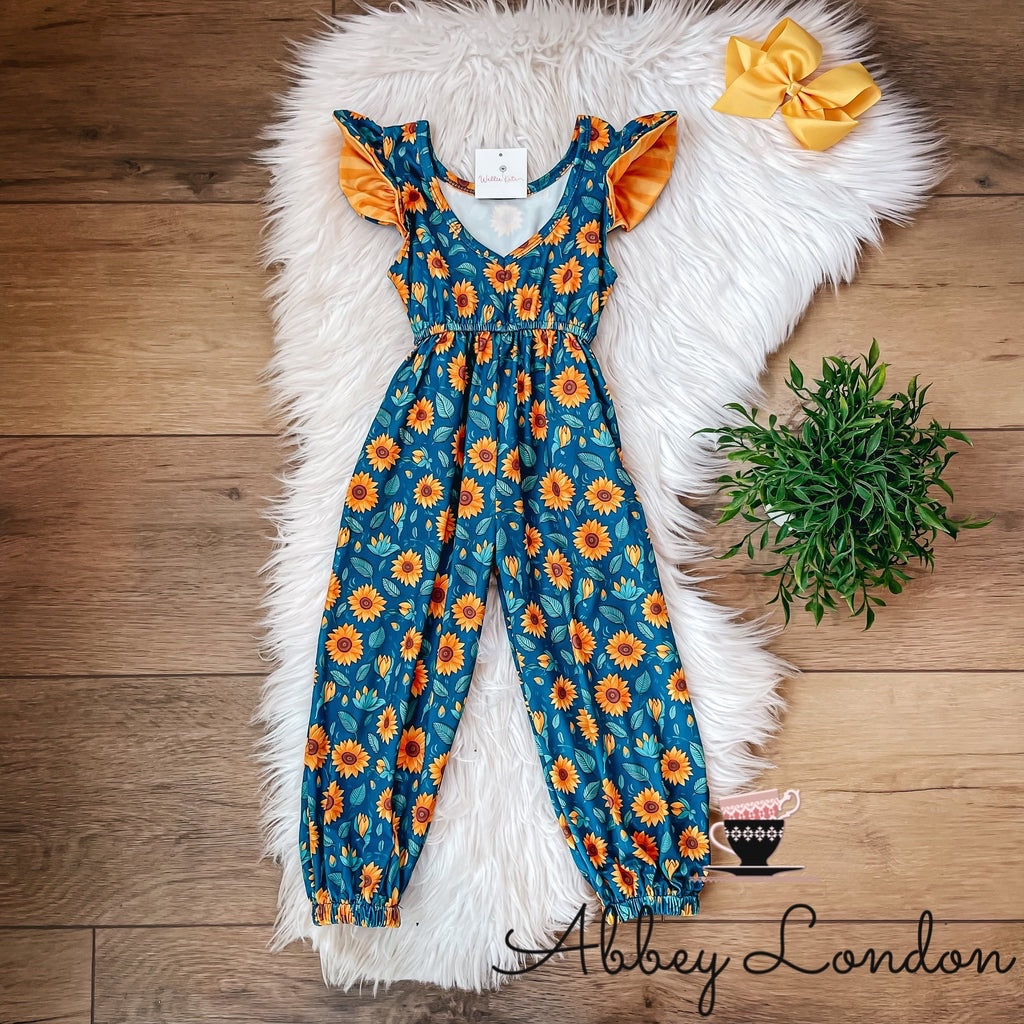 Sunflower Scoop Back Jumpsuit by Wellie Kate