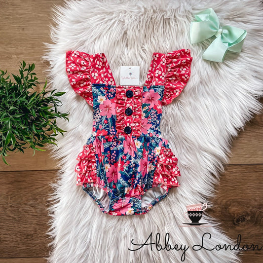 Summer Coral Infant Romper by Wellie Kate