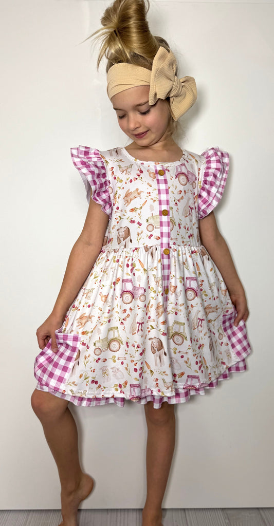 Raspberry Farm Dress by Clover Cottage