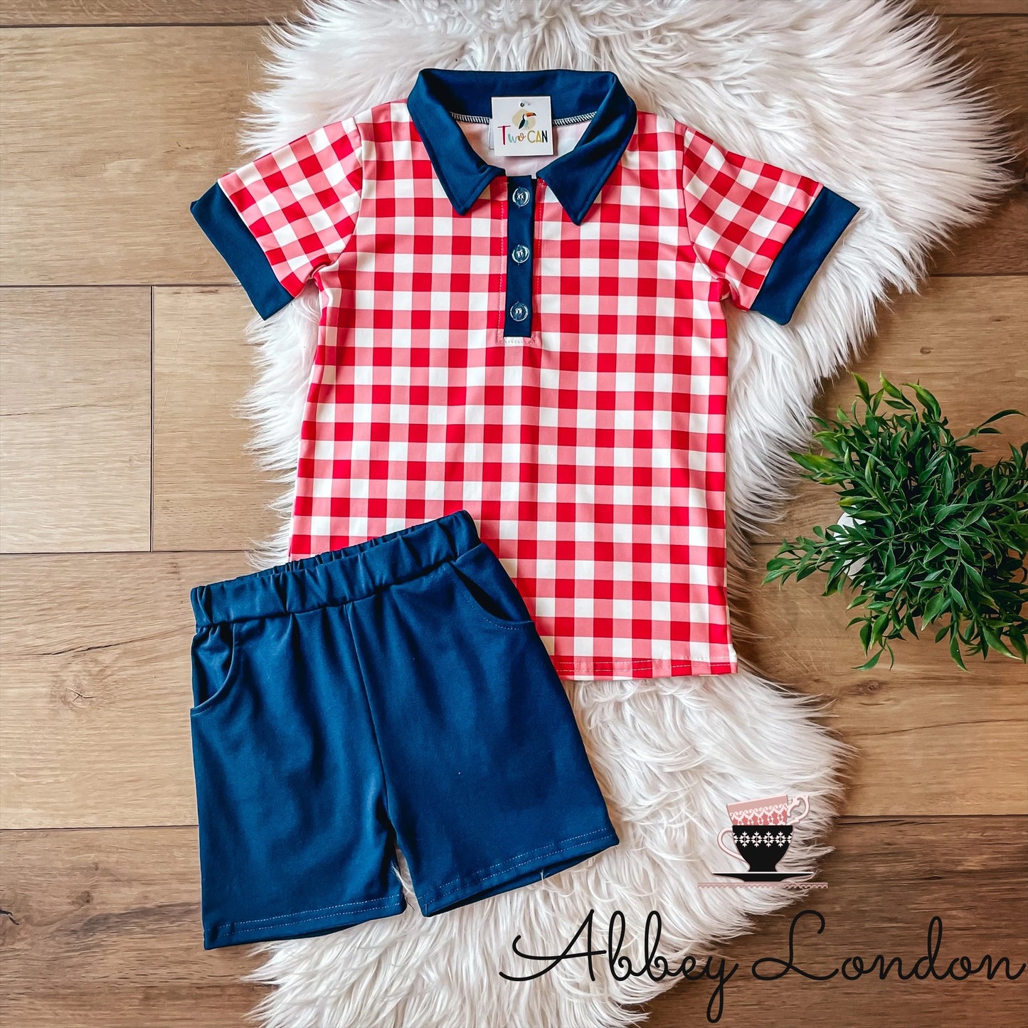 Americana Gingham Shorts Set by TwoCan