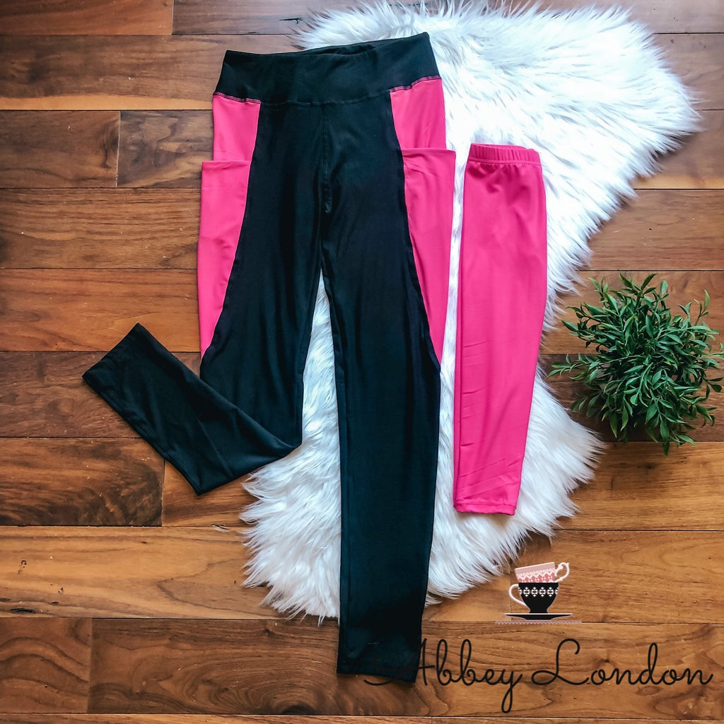 (Pink & Black) Toddler, Teen, Adult Leggings by Addy Cole