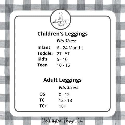 (Black w/o Pockets) Infant, Toddler, Kids, Teen, Adult Leggings by Addy Cole