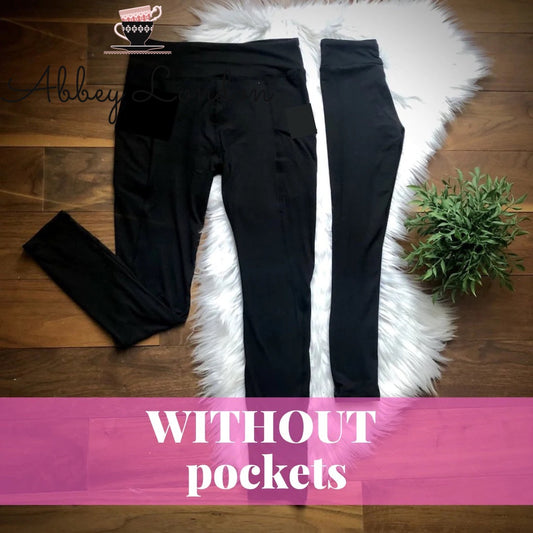 (Black w/o Pockets) Infant, Toddler, Kids, Teen, Adult Leggings by Addy Cole