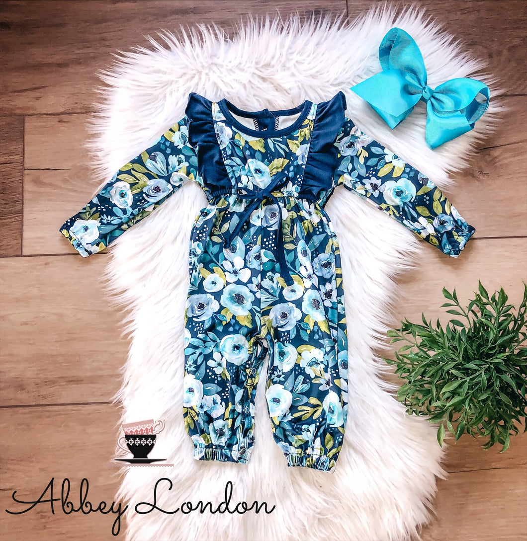 Navy & White Infant Romper by Wellie Kate
