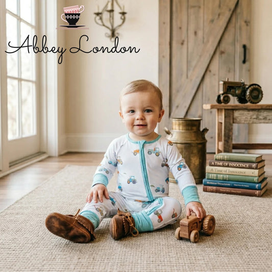 Tractor Time Zip & Play Romper by Landrie Lou