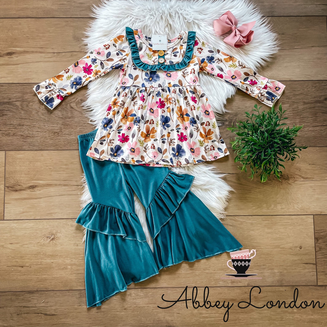 Wildflowers Flare Pant Set by Wellie Kate