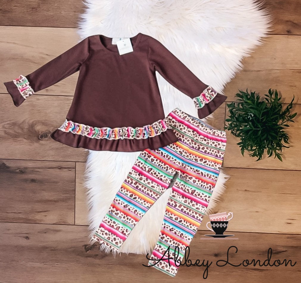 Leopard Serape Pant Set by Wellie Kate