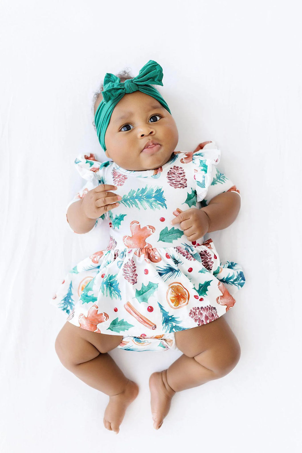 Classic Christmas Twirl Flutter Bodysuit by Mila & Rose